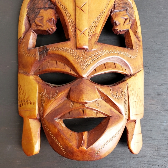 Vintage Art Vintage African Carved Wood Mask Wall Hanging Poshmark